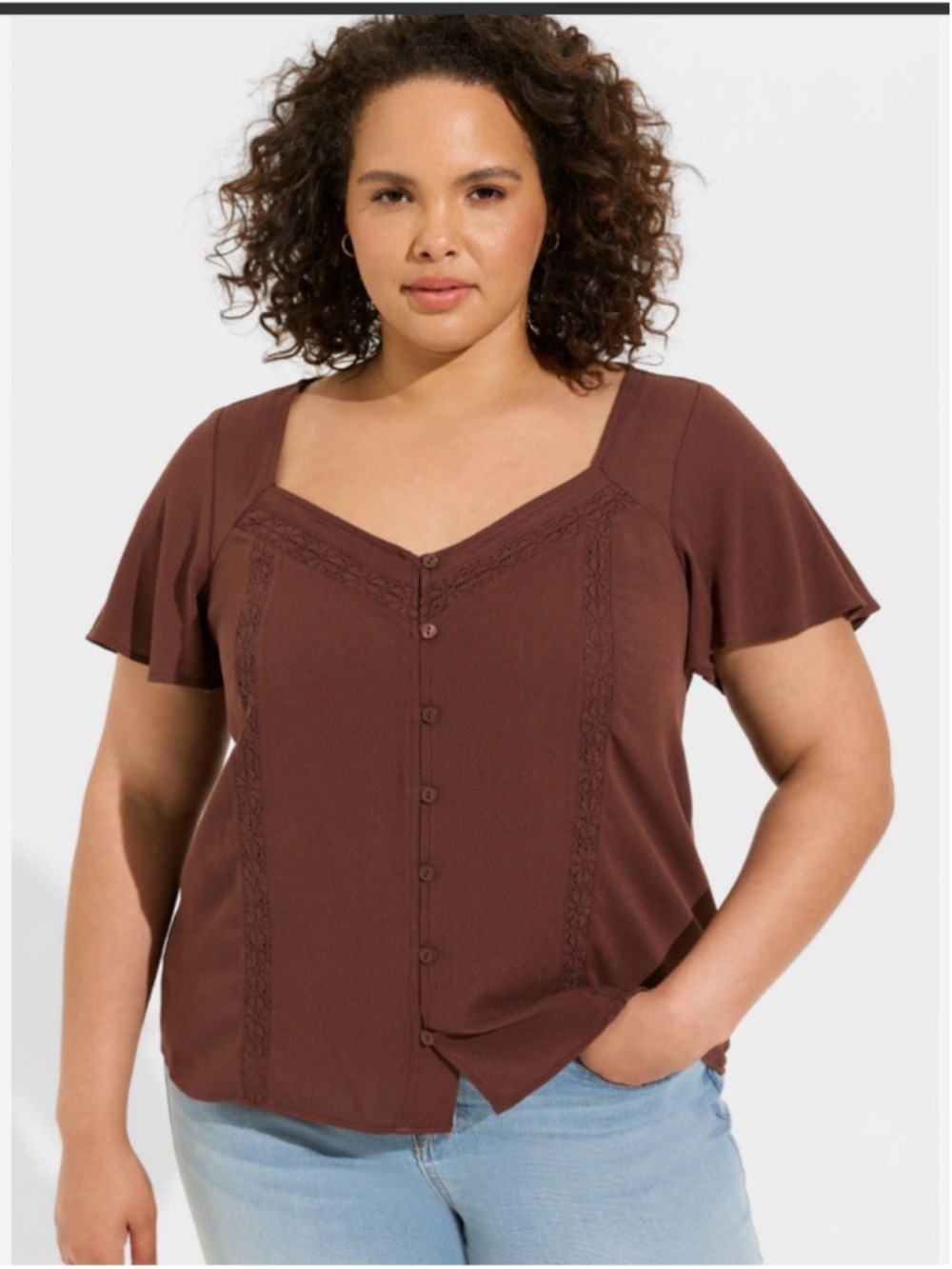 Torrid Gauze Button Front Flutter Sleeve Top 2X